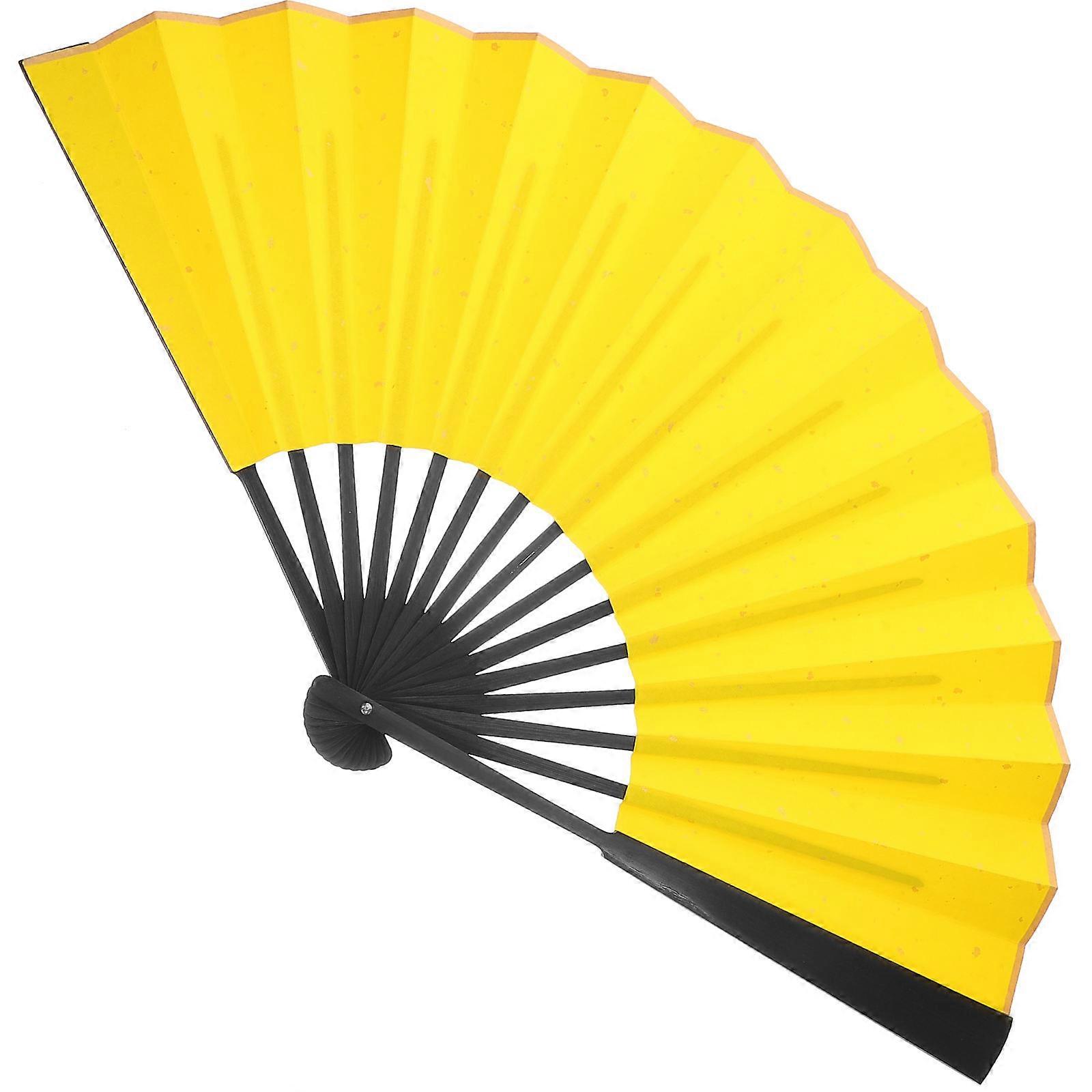 Chinese Style Handmade Folding Hand Fan, Wax Dyed Half Cured Rice Paper, Decorative Vintage Fan for Dance, Party and Cultural Performance