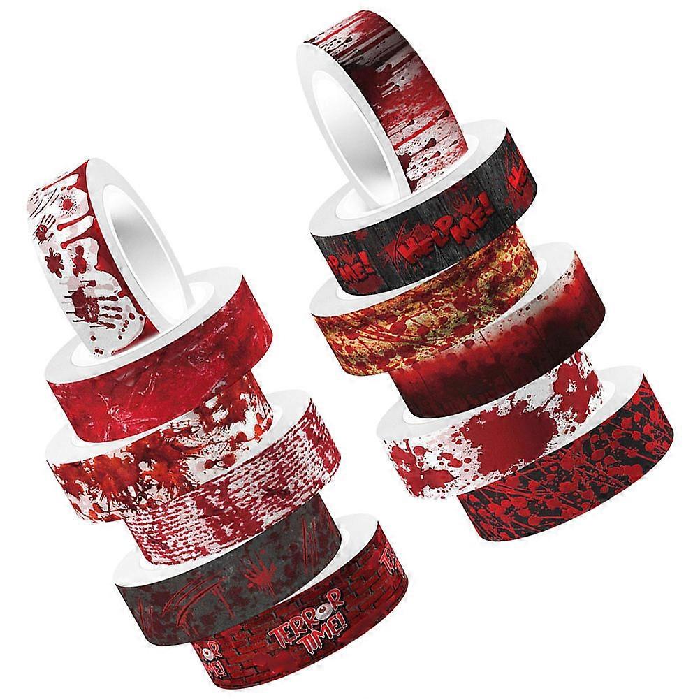 12 Rolls of Halloween Washi Tapes Blood Print Design DIY Scrapbooking Tapes