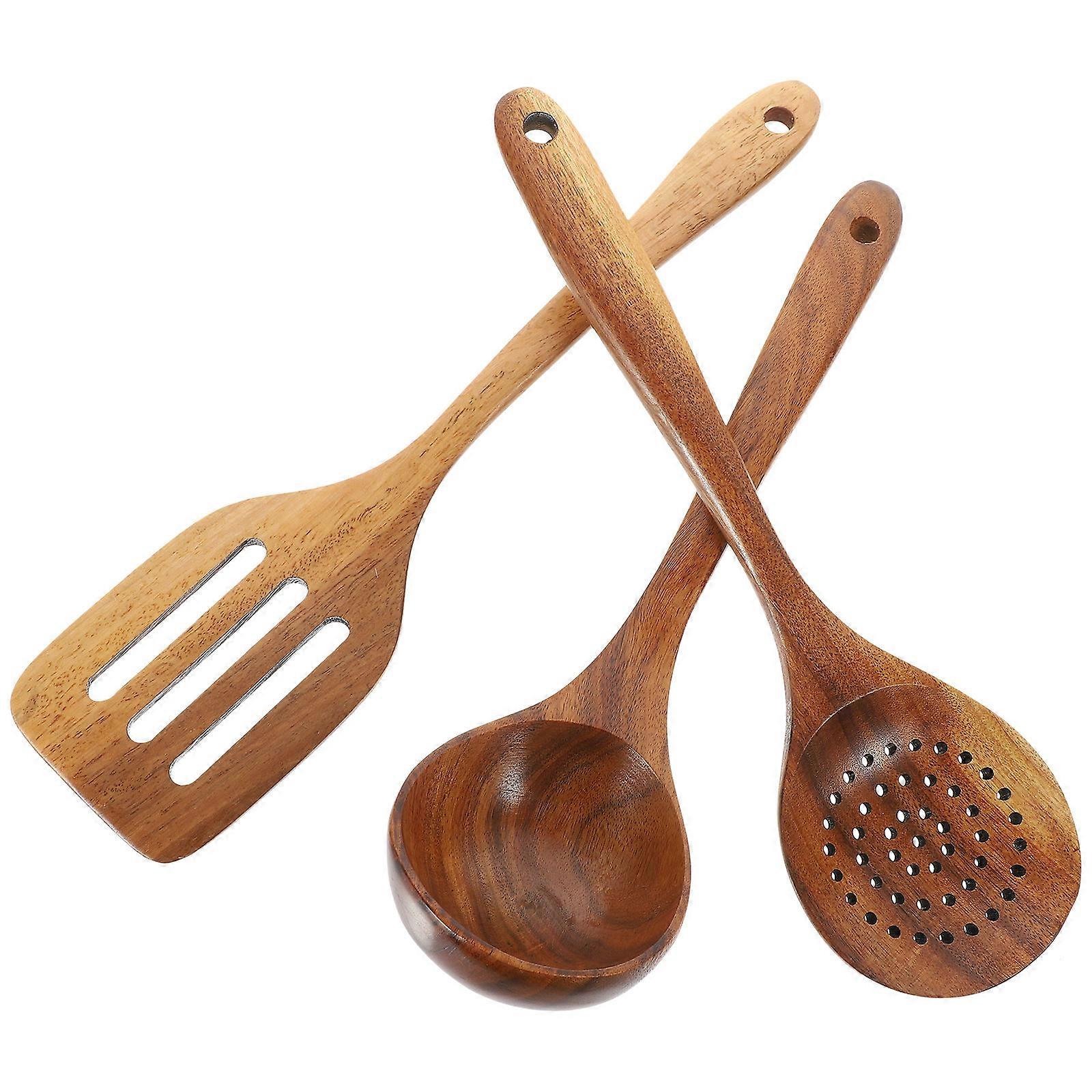 1 Set Wood Utensils Cooking Spatula Kitchen Tools Wooden Cooking Utensils Set