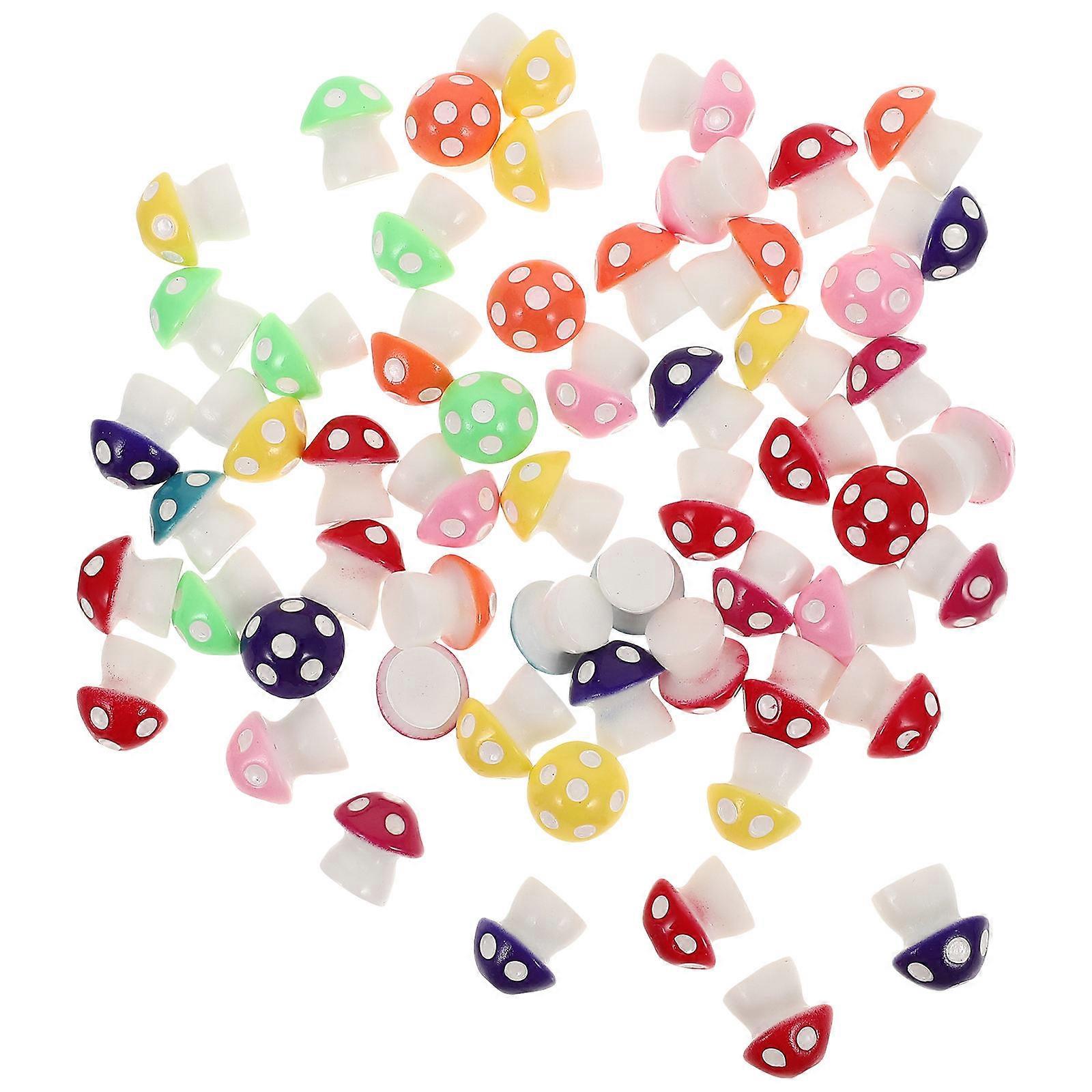 60 80字符优 标题： 
**100pcs Mini Mushroom Figurines Vivid Cartoon Garden Decor Resin Micro Landscape Accessories for Home and Dollhouse** 

这个标题在限定字符