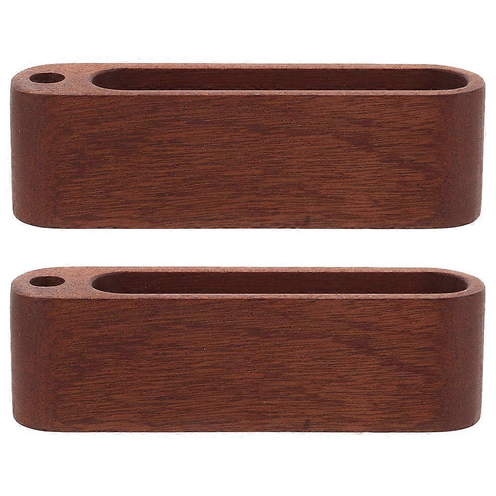 Business Card Display Stand Organizer for Office Home Desktop Light Brown Wooden Material Enhances Workspace Aesthetics 2Pcs