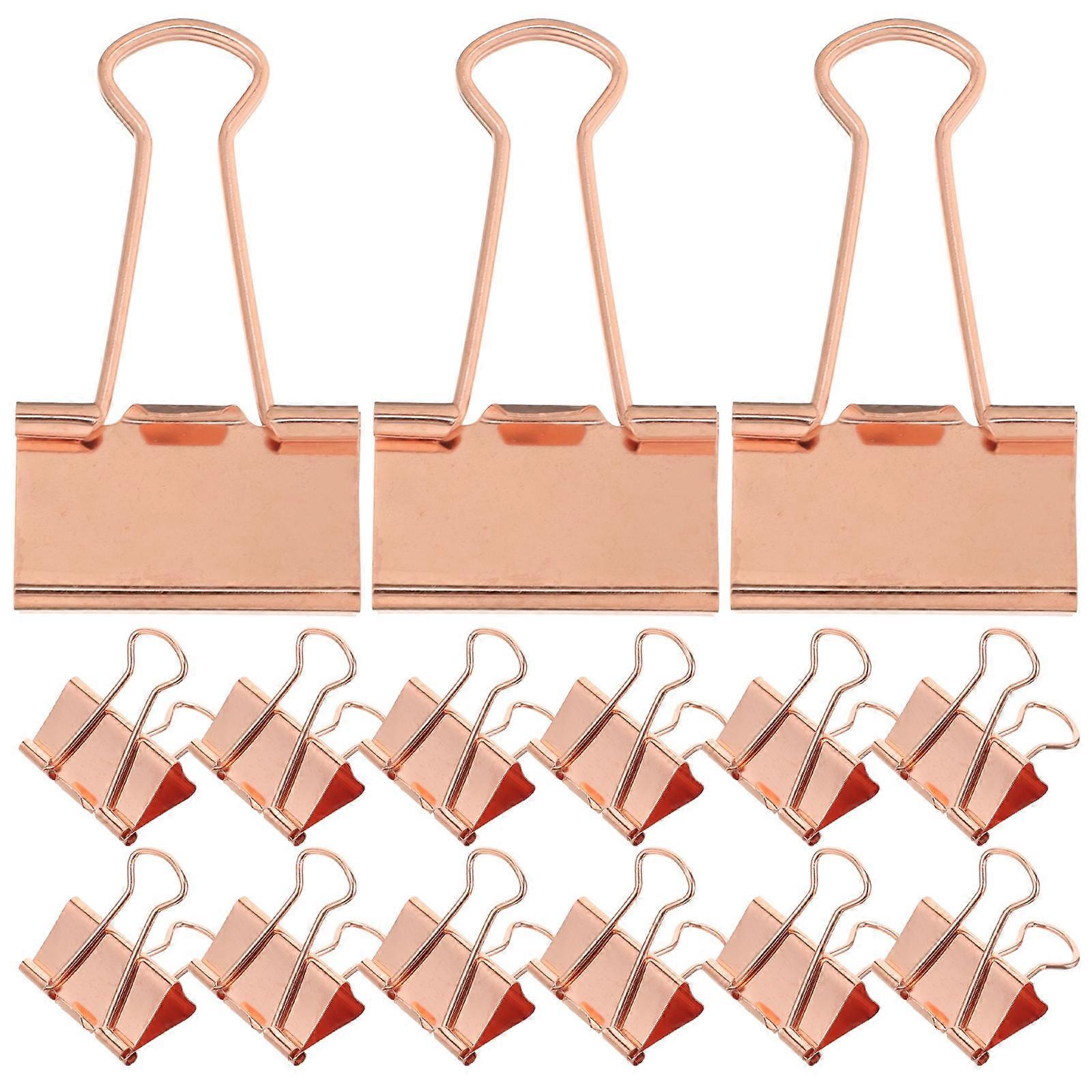 Creative 24Pcs Binder Clips 32Mm In Rose Gold For Effective Home School Office Paper Organizing
