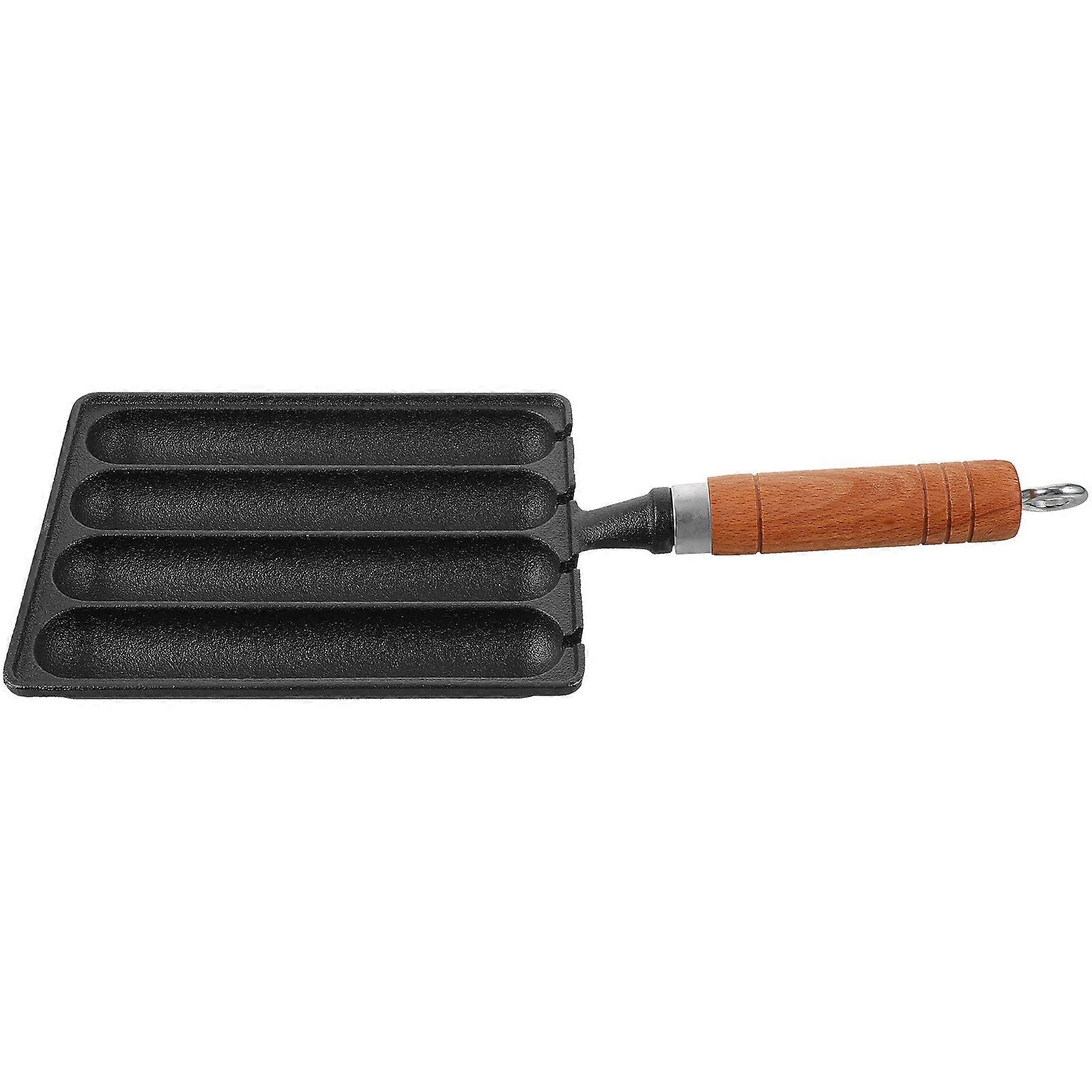 Black Iron Sausage Mold for Home Use Lightweight NonStick Grilled Tool Ideal for Picnics and Camping 4Slot