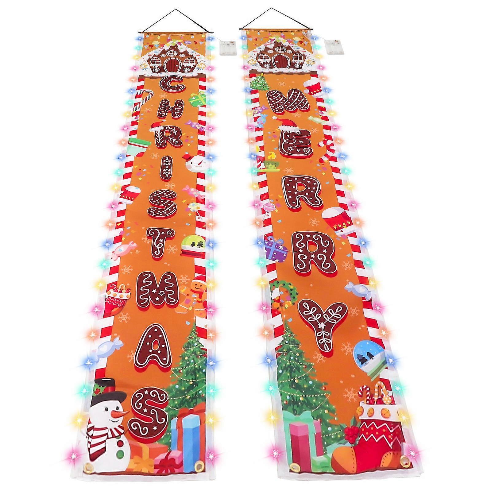 Rectangular Christmas Design Porch Sign For Front Porch Use Homeowners 180X30Cm Festive Atmosphere 1 Pair