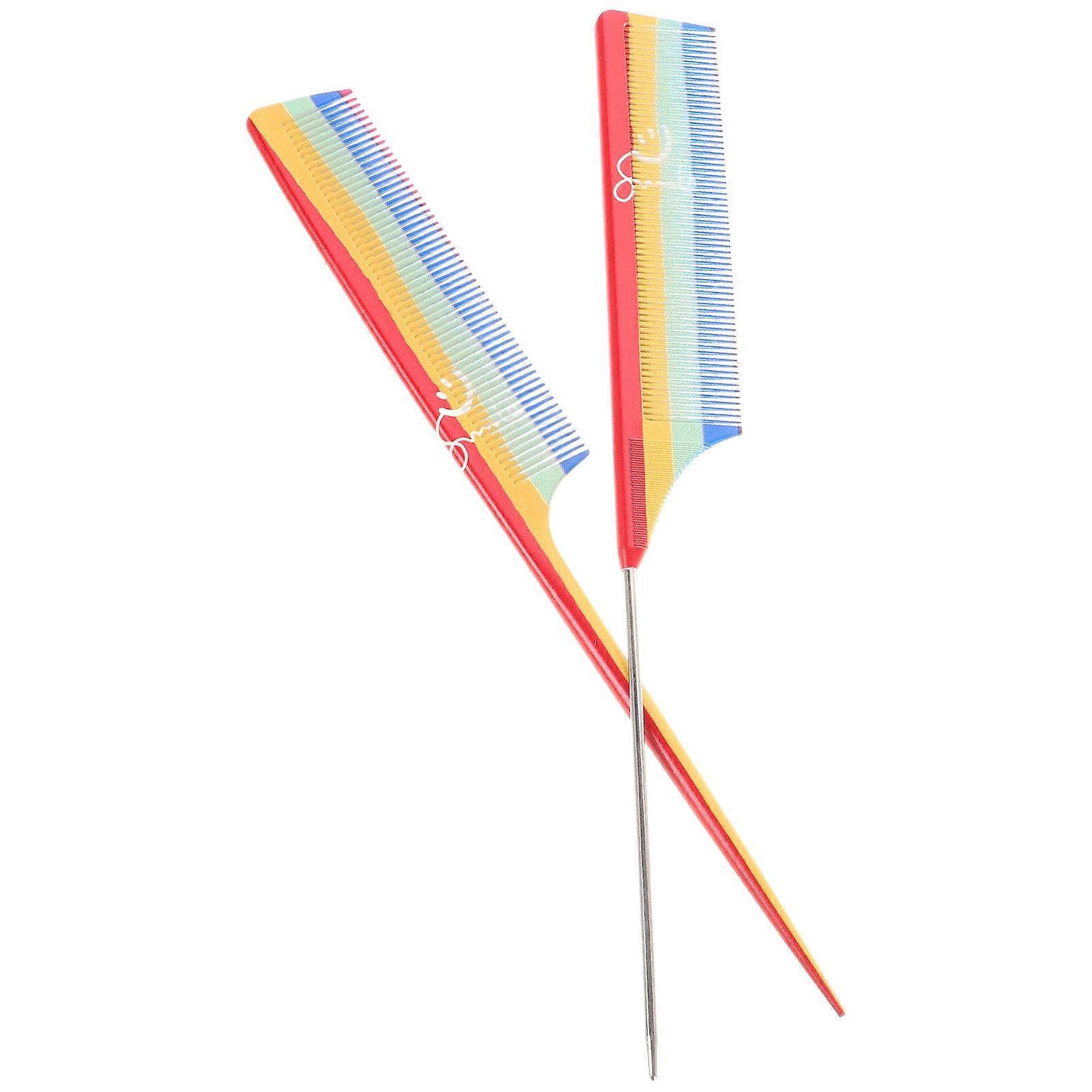 MultiColor Rat Tail Comb Set for Hair Styling and Teasing Lightweight Steel and Plastic for Home Use