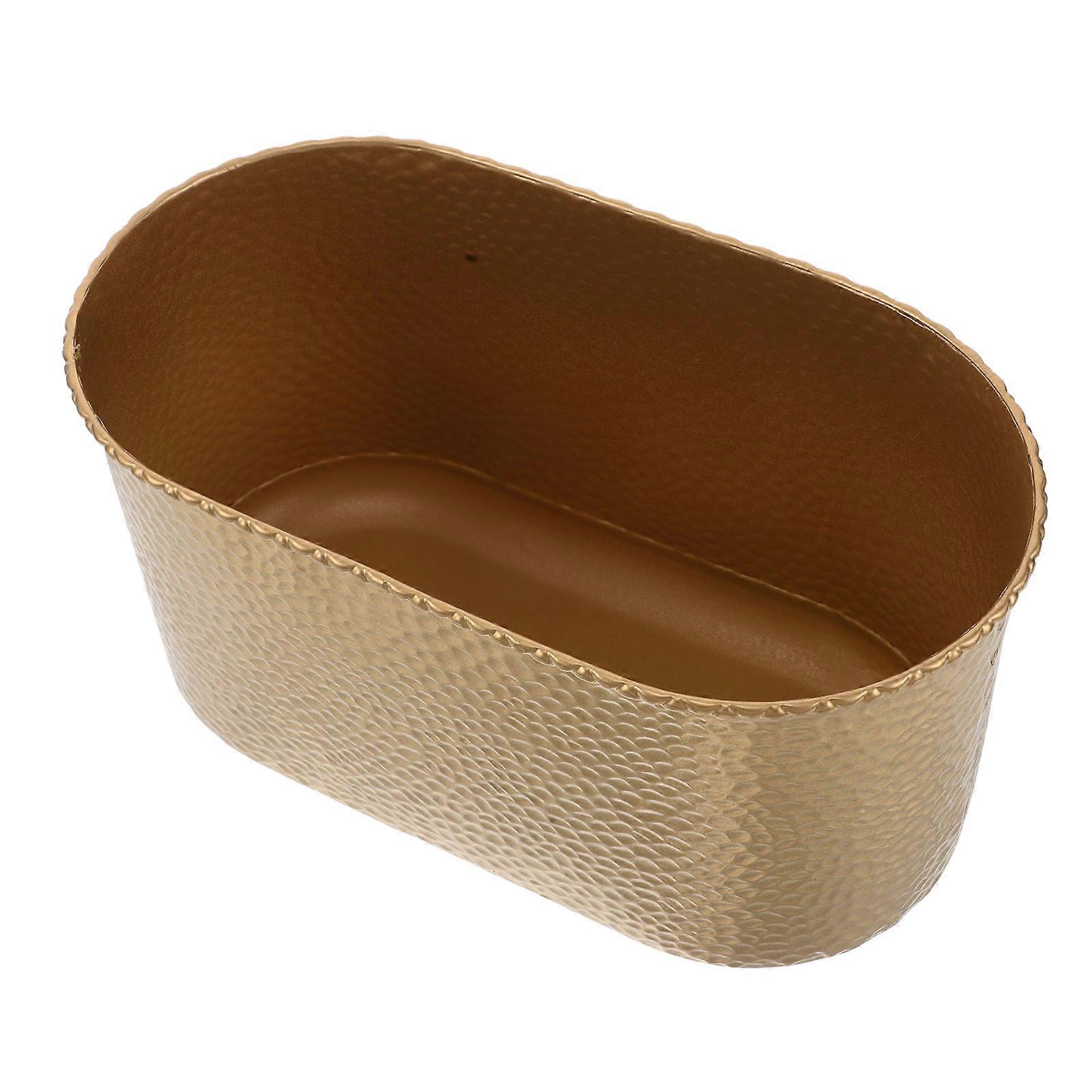 Golden Iron Vase with Hammered Texture for Decoration and Versatile Use with Wide Mouth