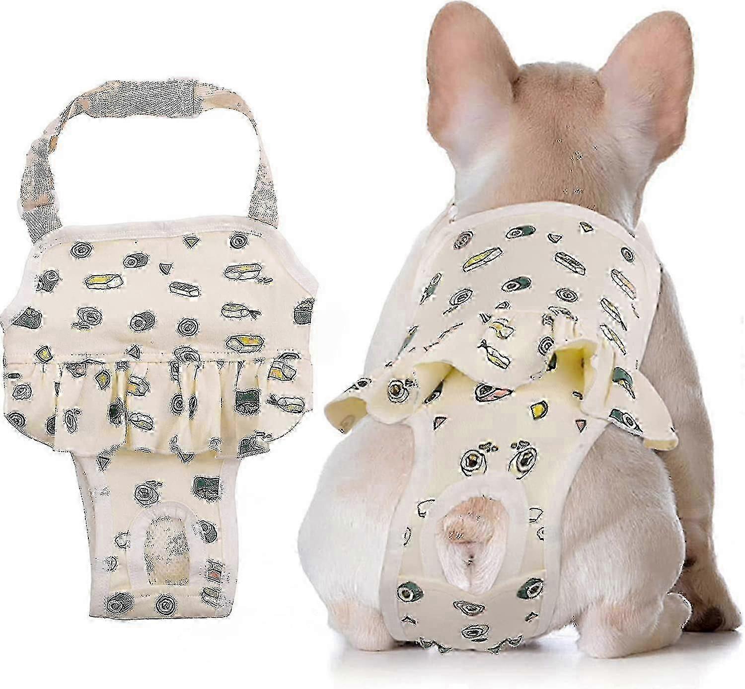 サスペンダー付き犬衛生ブリーフ、男性と女性の犬調節可能なペットブリーフおむつ、フレンチブルドッグ生理パンツコットンジャンプスーツBri