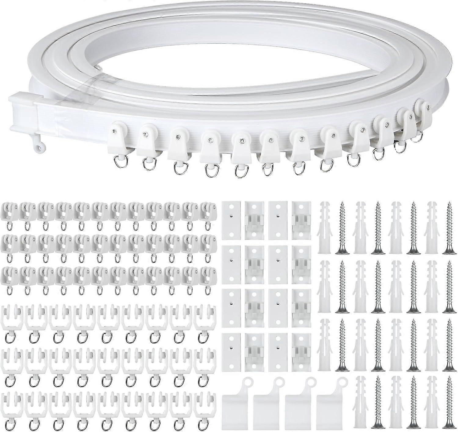 5m Flexible Curtain Track - White - with Mounting Accessories for Bedrooms, Balconies, Offices