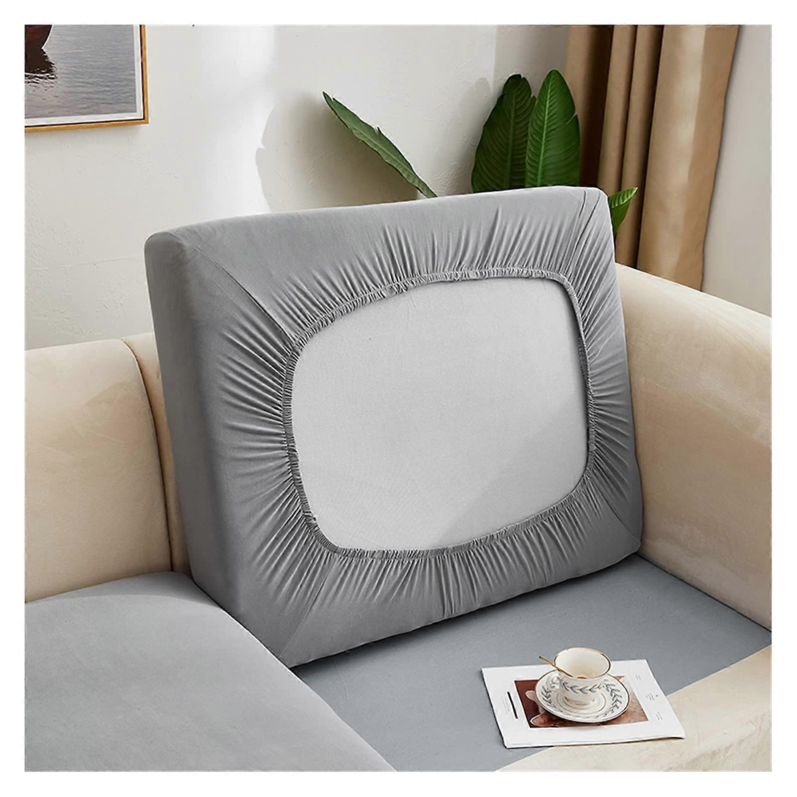 Stretch Plain Sofa Cushion Cover, Spandex Seat Cover for L Shaped Sofa (Light Grey)