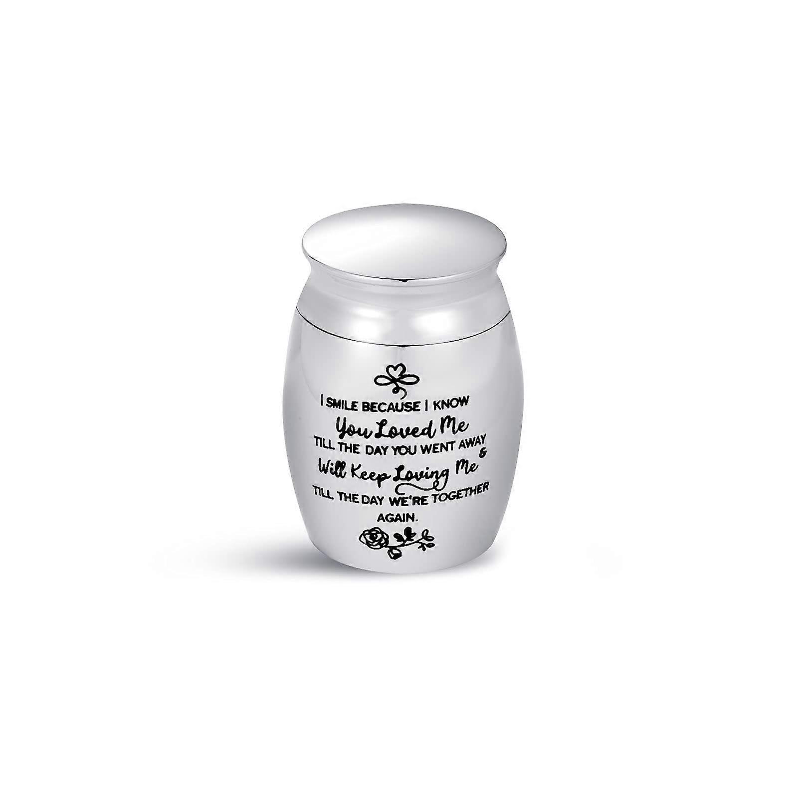 Mini Cremation Urn for Ashes Keepsake Memorial Urn Inscribed With Family Message I Smile Know You Loved Me