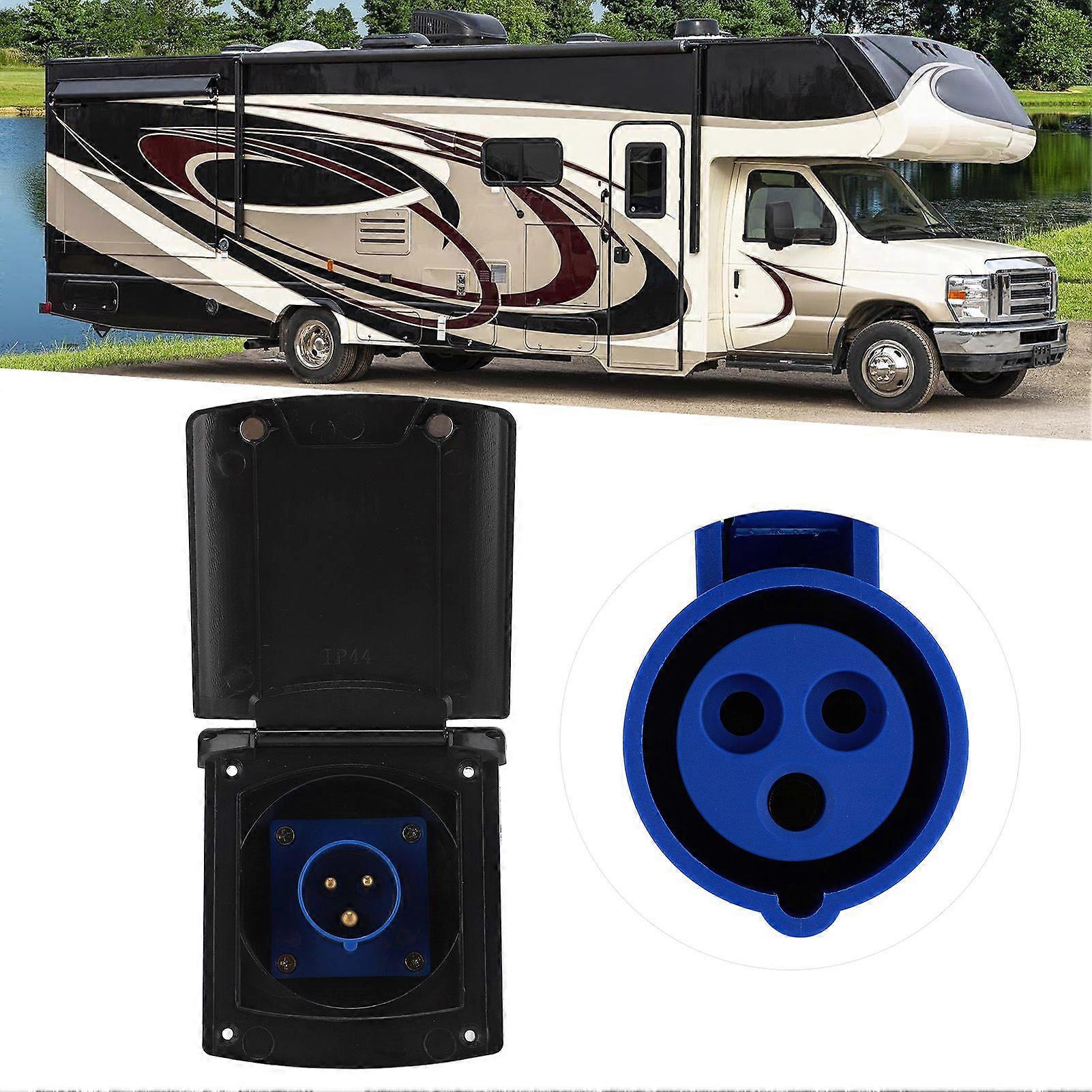 RV Power Outlet 3 Pin Waterproof Socket 220V‑250V 16A 100x109mm