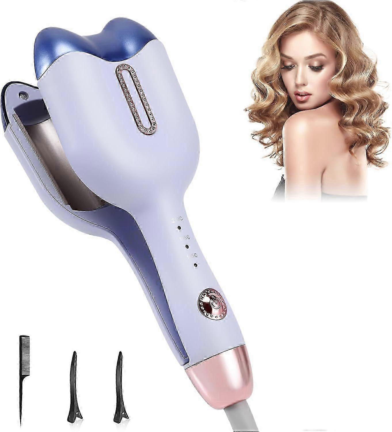 SDIGV Curling Iron Hair Crimper, 32mm (1.25'') Ceramic Tourmaline 2 Barrels Hair Curling Wand with Three Temperature Control