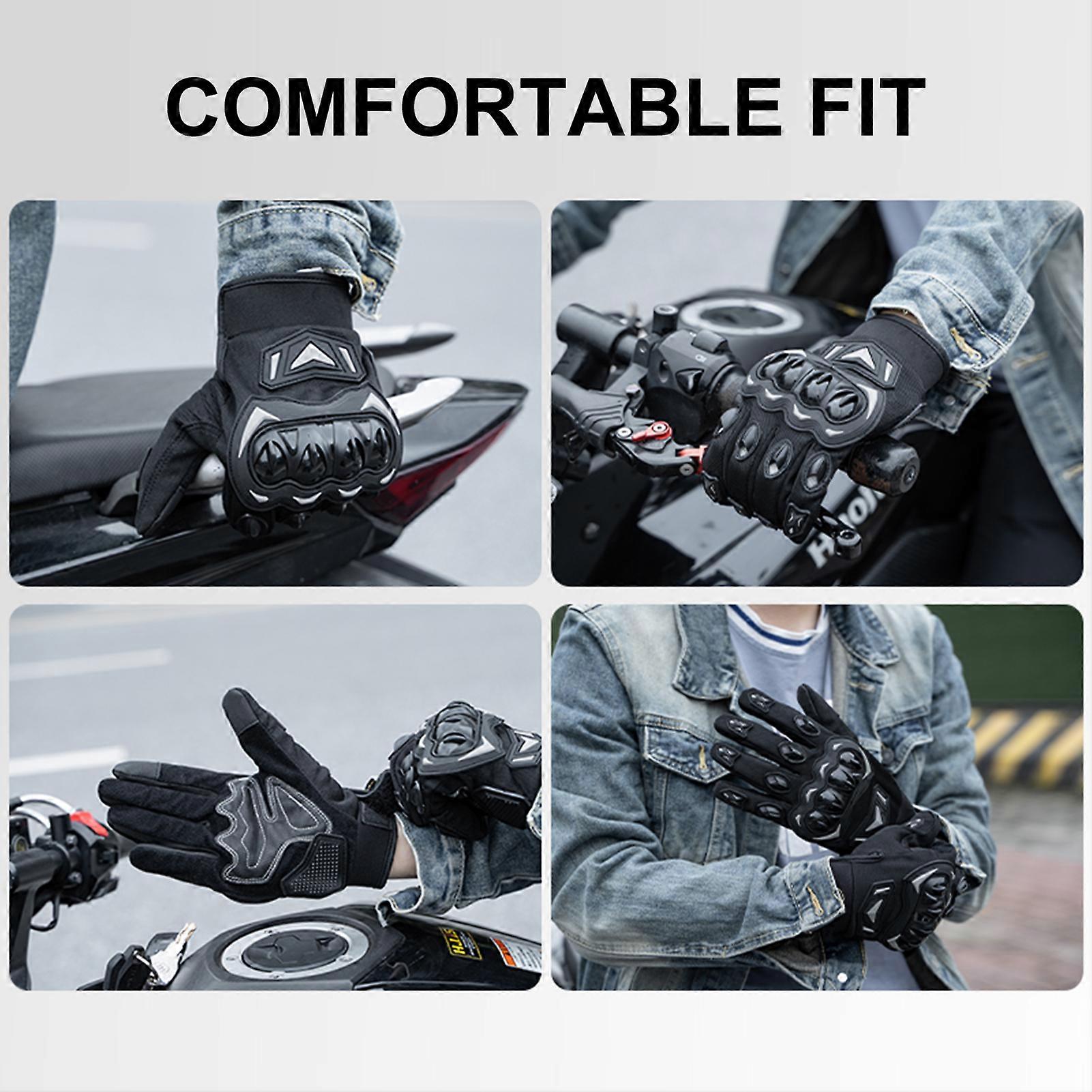 Motorcycle Riding Gloves XL Black Grey Breathable Touchscreen