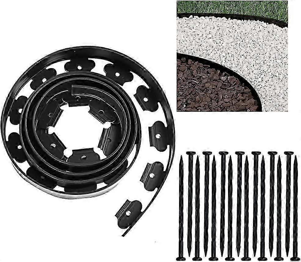 5m Black Flexible Garden Lawn Border, Plastic Border 5cm Height