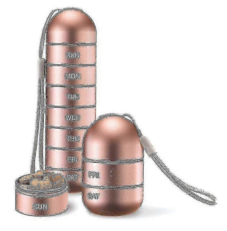 Stackable Aluminum Alloy 7-Day Pill Organizer with Moisture Proof Design, Travel-Friendly Weekly Medication Box - Orange