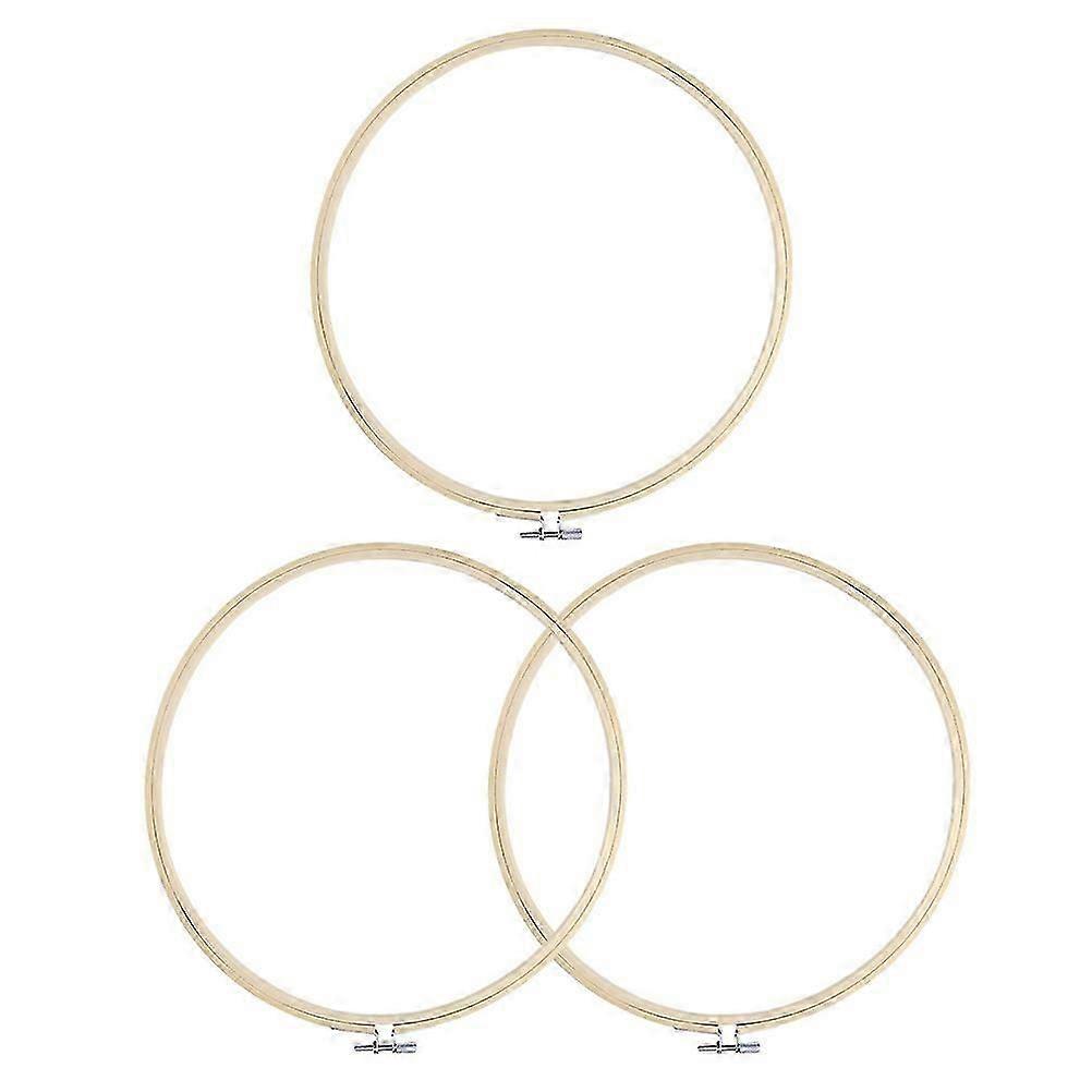 Hanging Embroidery Display Bamboo Cross Stitch Ring Heavy Duty Design Art Craft Display Frame Khaki 27 x 27 x 1.5cm 3Pack
