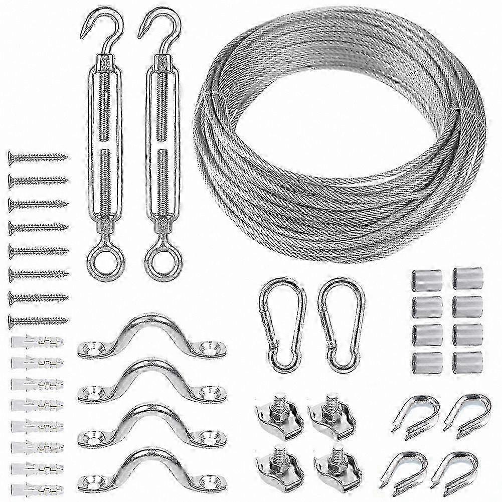 طقم حبل أسلاك الفولاذ المقاوم للصدأ المطلي ب PVC مقاس 3 مم للمبارزة والدرابزينات ، لفة 20 مترا مع M5 Turnbuckle Tensioner hwy