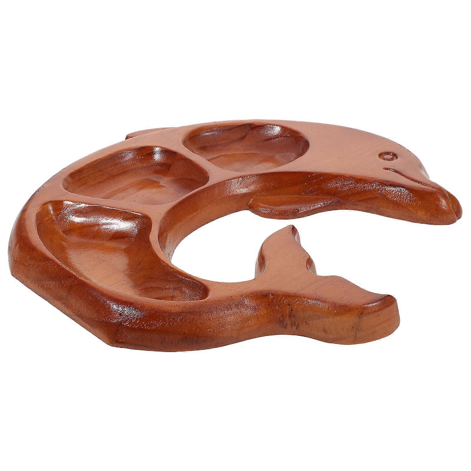 Wooden Charcuterie Platter for Food Serving Artistic Whale-Shaped Snack Tray