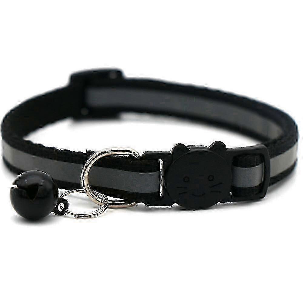 Reflective Cat & Dog Collar with Detachable Bell - Safety Buckle and Round Ears Design for Pet Security