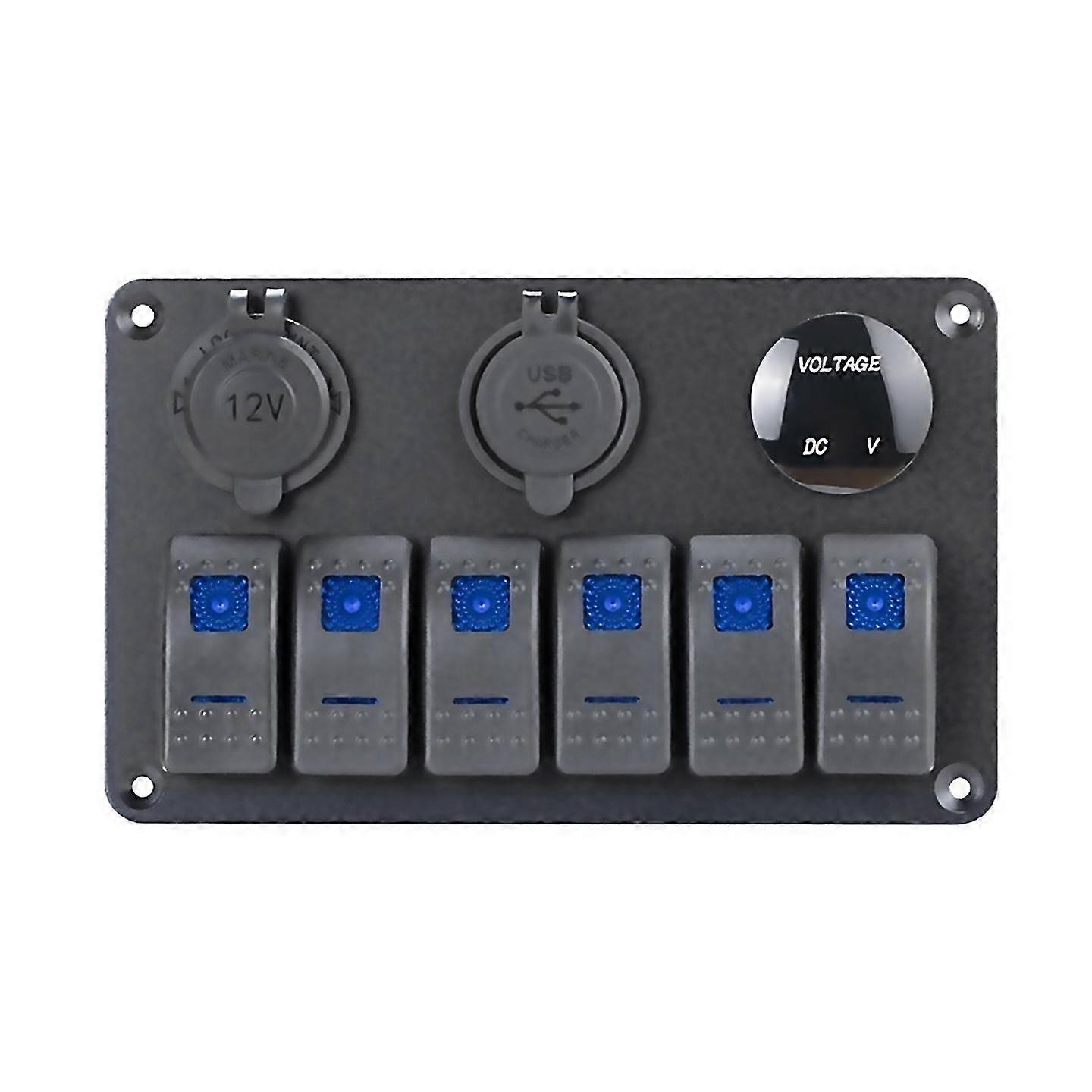For 6 Gang Marine Rocker Switch Panel Waterproof