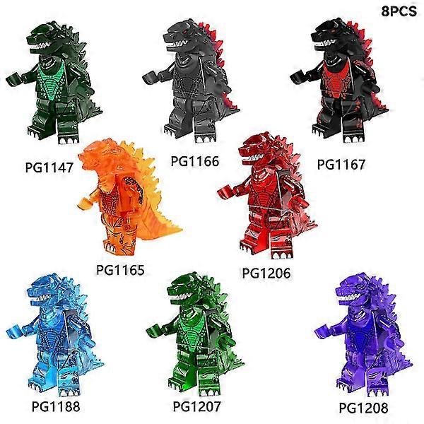 8-piece mini Godzilla series assembly building blocks characters toys for children mechanical ice lava Godzilla gift.