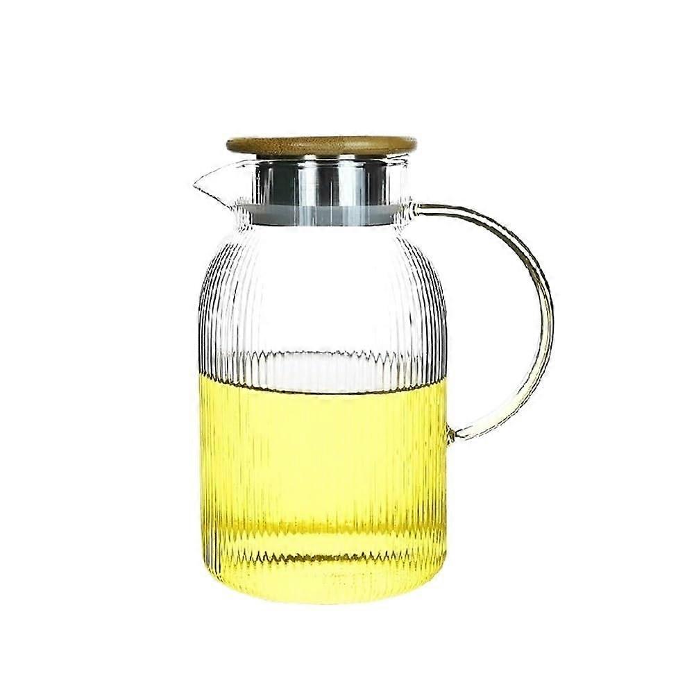 Water Pitcher 1500ml Glass Carafe with Handle and Lid Heat Resistant Tea Pot for Hot and Cold Beverages
