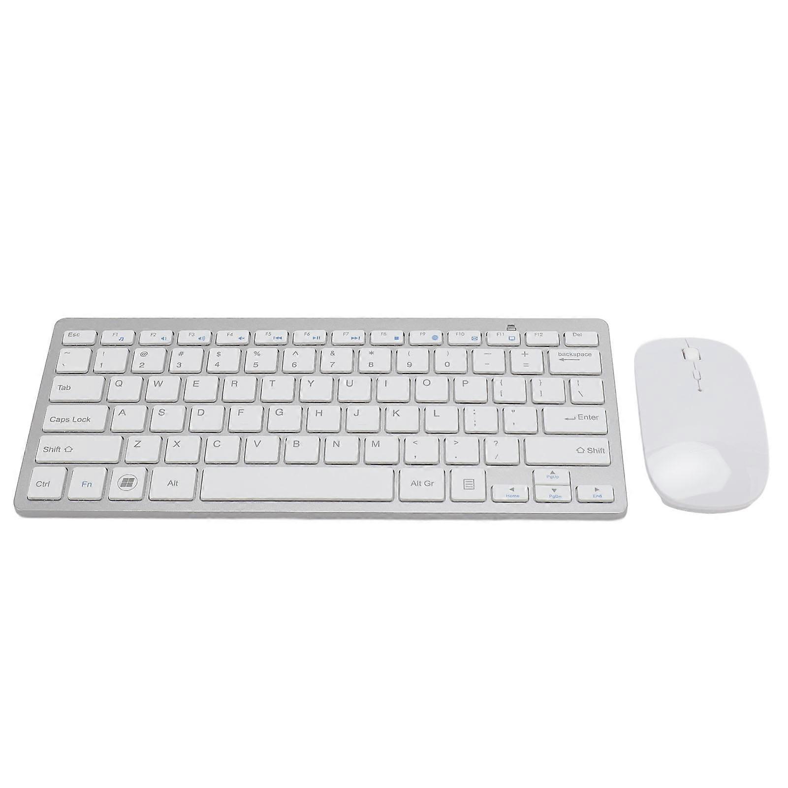 2.4G Wireless Keyboard Mouse Combo 78 Keys USB Receiver Ergonomic Thin Design Silver