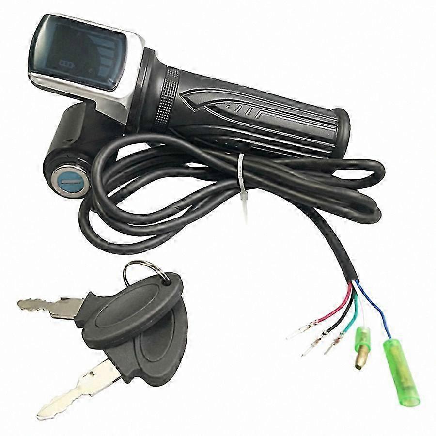 Electric Bike Throttle with LCD Display, 36V Twist Handle Control, Key Lock Feature for Secure Operation