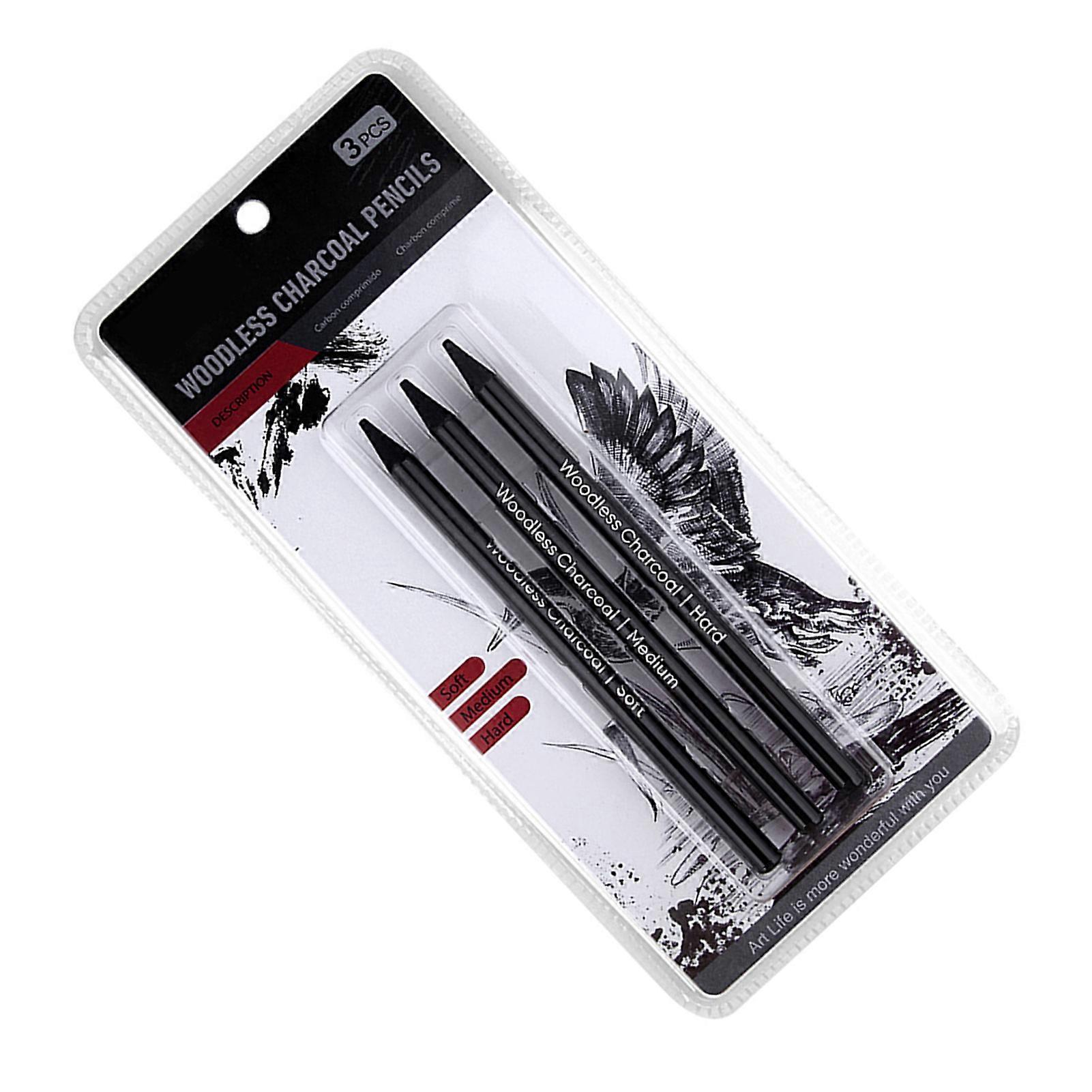 3pcs Charcoal Pencil Set Professional Smooth Drawing Sketching