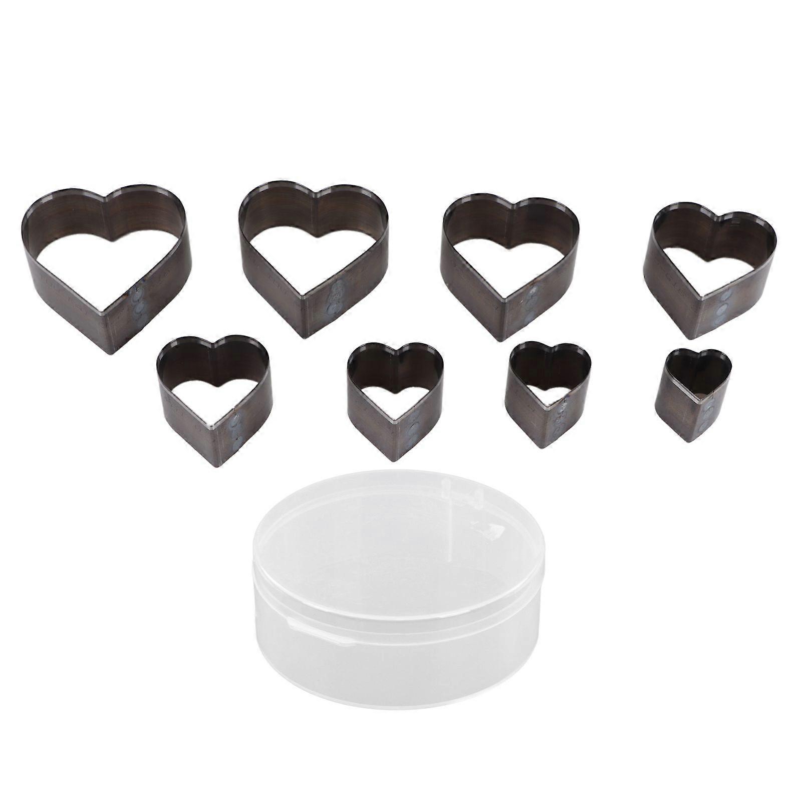 8PCS Heart Shape Cutter Set Incisive Alloy Steel Leather Punching Die with Storage Box for DIY