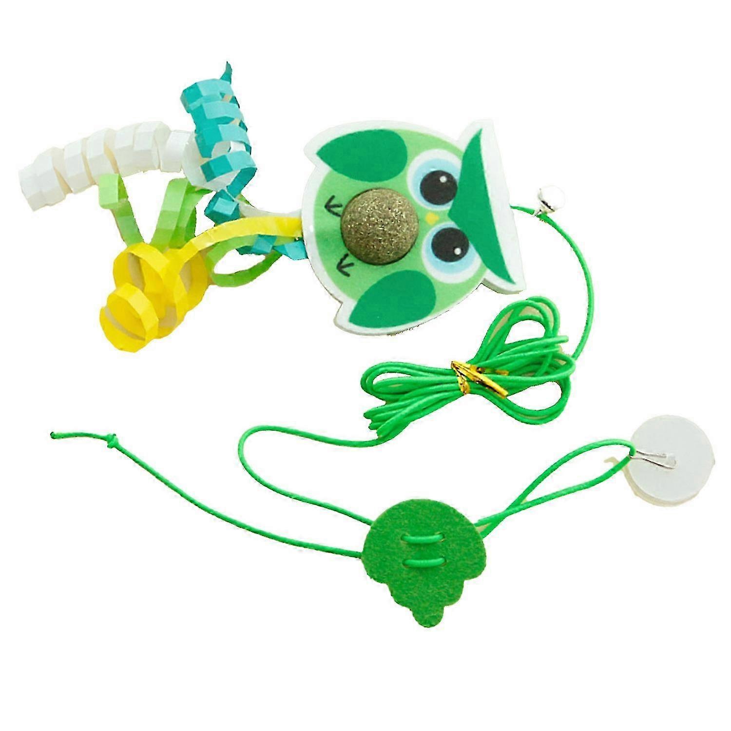 String Cat Toy Hanging Door Feather Toy Elastic Retractable Cat Attractive Teaser Toy Small Green Bi