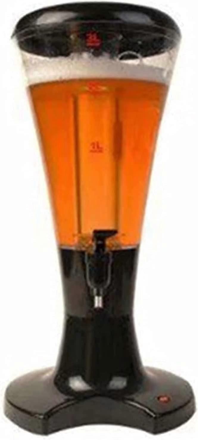 Beer Tower Dispenser 3L Black Beverage Dispenser for Water and Beer Separation, Plastic Drink Dispenser with Tap