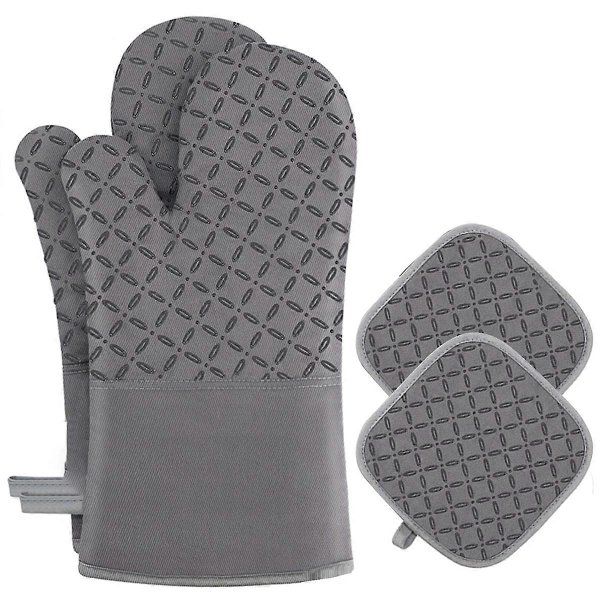 Heat-Insulating Gloves Thickened Anti-Scalding Gloves High-Temperature Baking Cotton Linen Oven Gloves