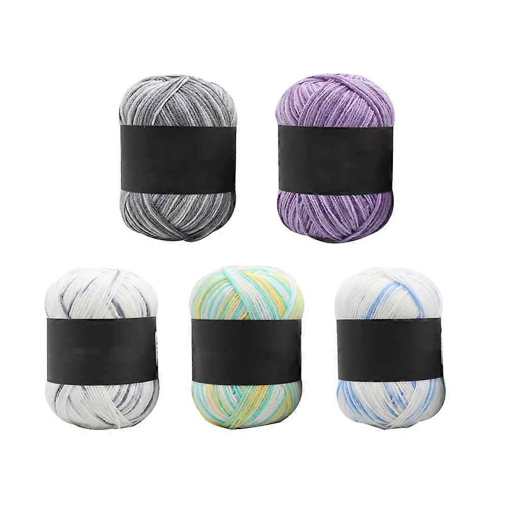 Multicolor Gradient Cotton Yarn Crochet Thread Set Suitable For Sweaters Hats Gloves Shawls Scarves Accessories Made Of Assorted Color 5Rolls