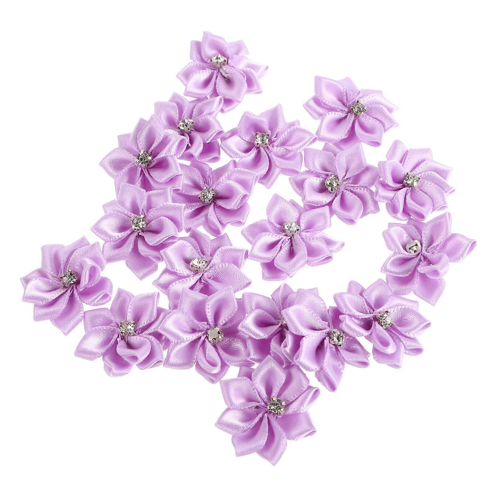 Purple Cloth Flower DIY Accessories for Decoration with Clip Ideal for Craft Projects, 20PCS