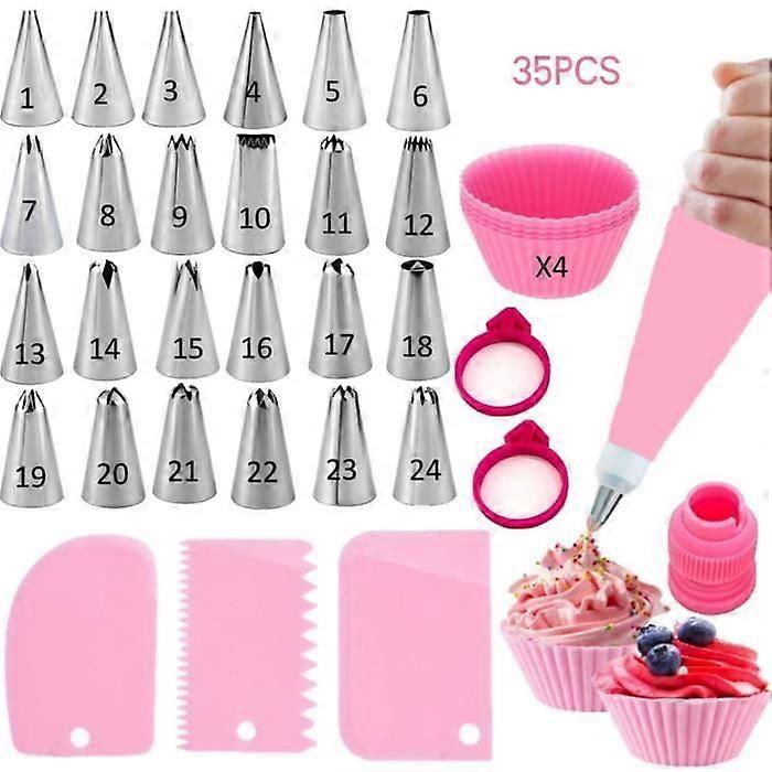 Professional Cake Turntable Pastry Kit Utensils Kit, 35 Pcs Baking Tools Set