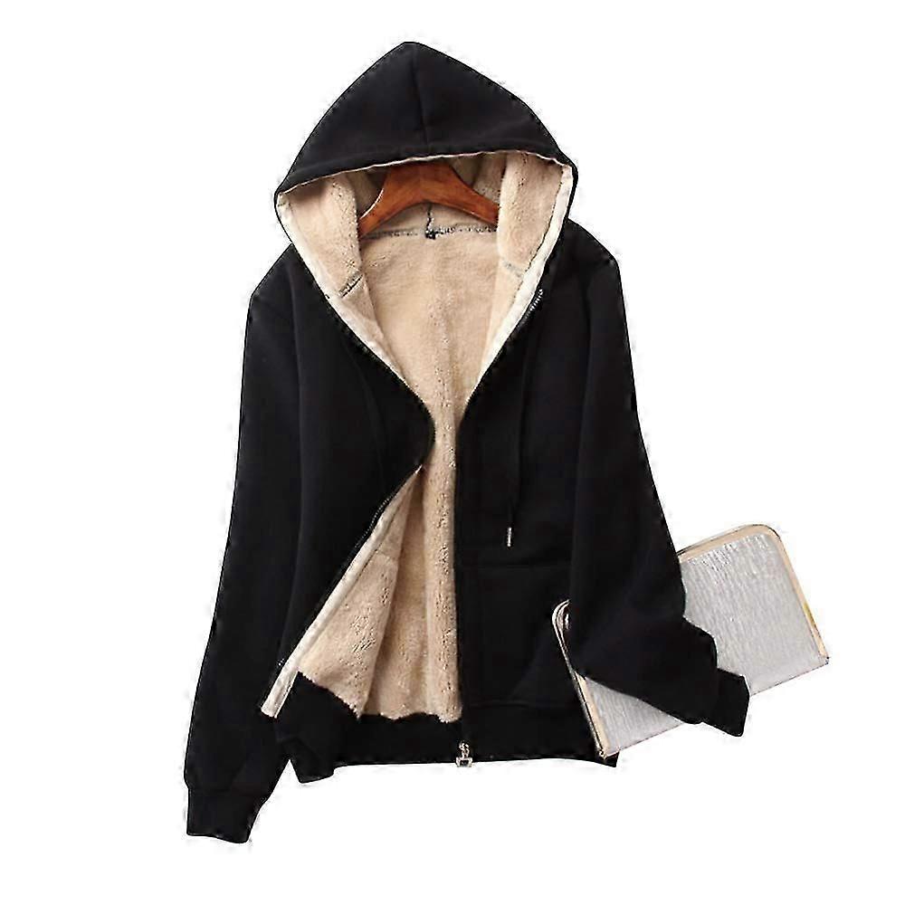 Zip Up Felpa con cappuccio Sherpa Foderato Pile Cappotto Donna Inverno Warm Jacket Felpa Spessa