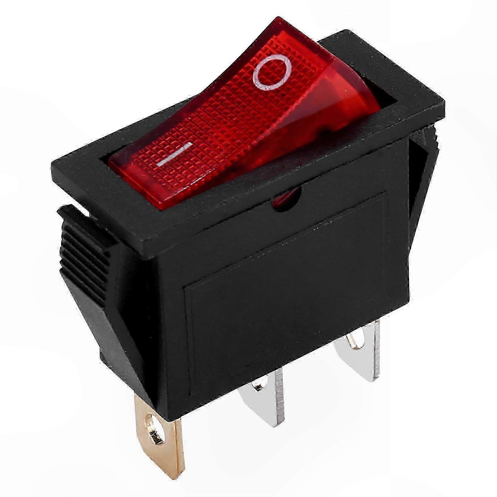 Red Rocker Switch 250V 15A 3-Terminal On/Off Bipolar 28x10mm Bright Red Toggle Switch