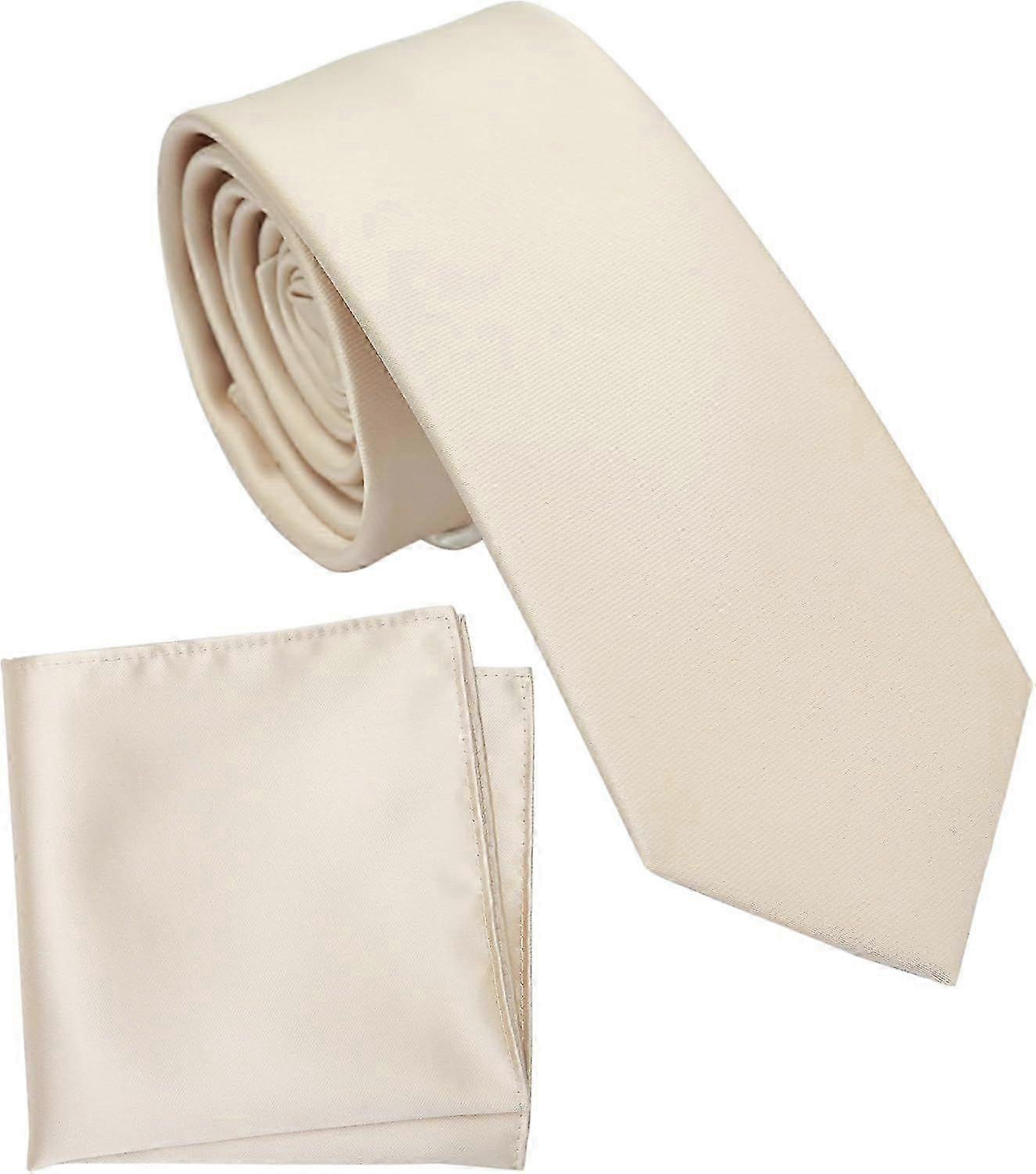 Boy's Solid Tie with Pocket Square Set, Regular Necktie for Children and Kids