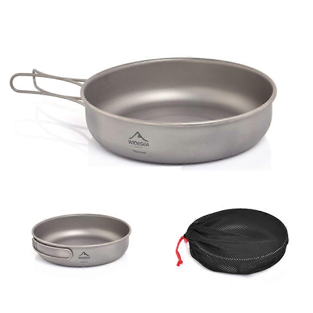 WIDESEA WSTC-201 Outdoor Camping Pure Titanium Frying Pan with Foldable Handle (BPA Free, No FDA)