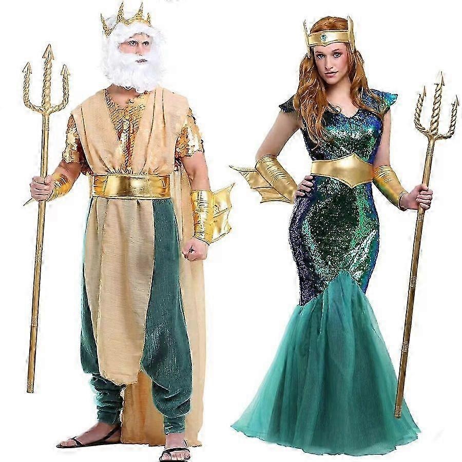 Mythische Meeresgottheit Kostüm für Erwachsene Unisex Ozeanisches Fantasy Outfit Halloween Karneval Verkleidung