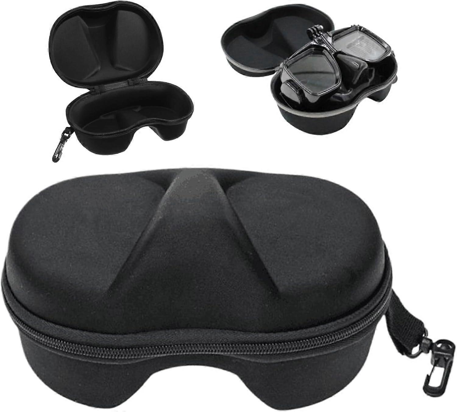 Goggle Case EVA Protective Ski Goggle Case With Hook Black 7.7x4.9x3.2in Portable Storage For Snow And Water Sports
