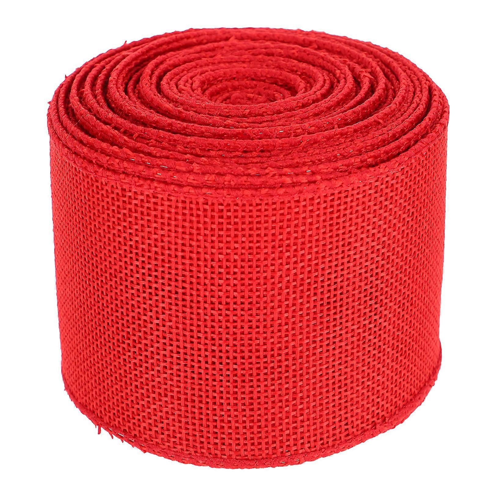 Red Imitation Hemp Ribbon 1 Roll for DIY Crafts Weaving Ribbon Decor