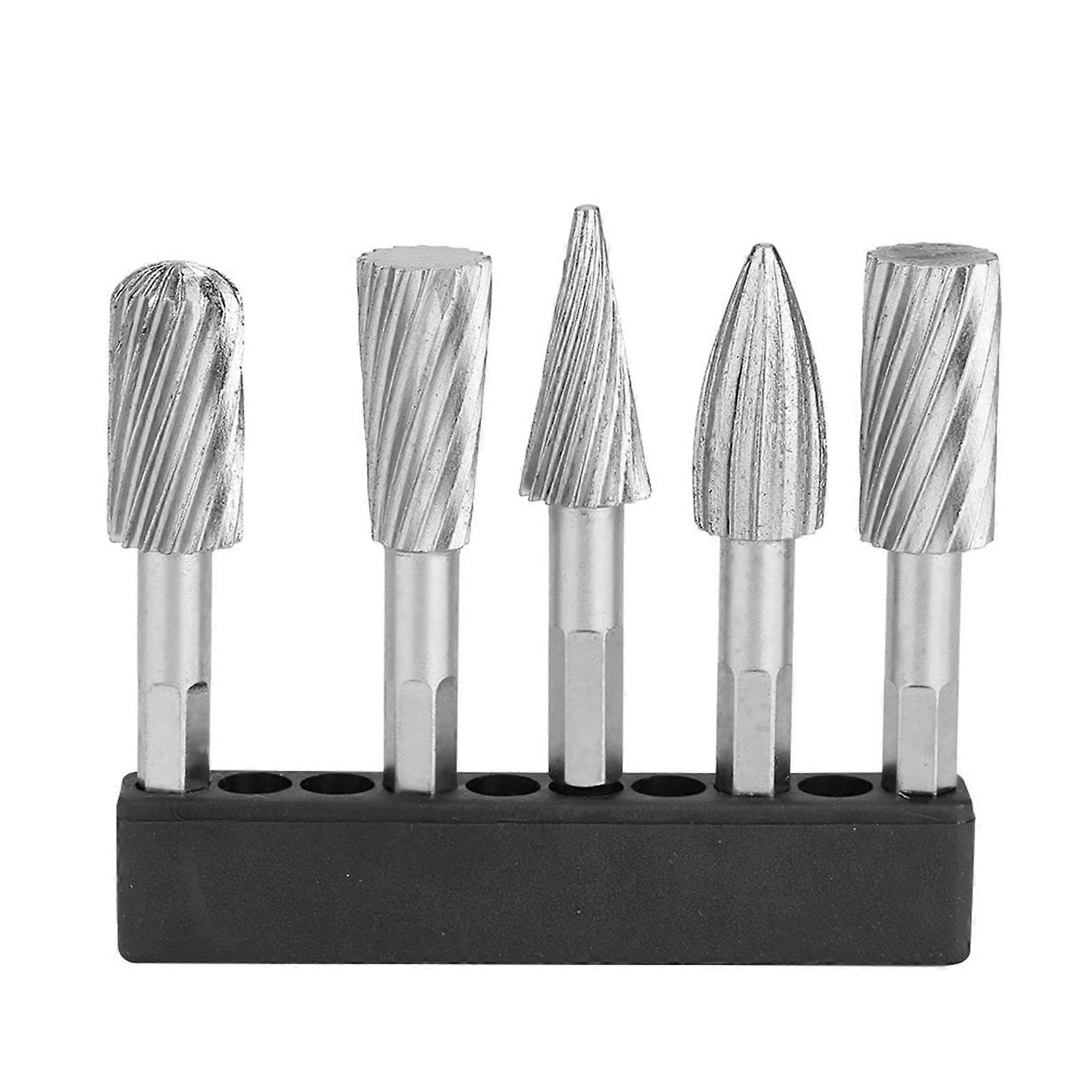 5pcs 1/4inch Hex Shank High Speed Steel Burrs Rotary Files Tools for Aluminum and Iron Hardware