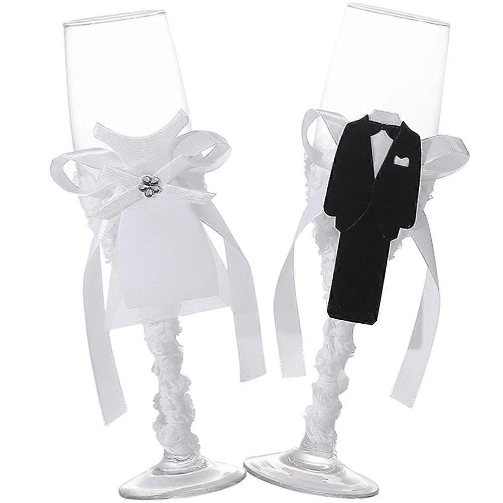 Stemware Bride and Groom Goblets for Wedding Party 2Pcs