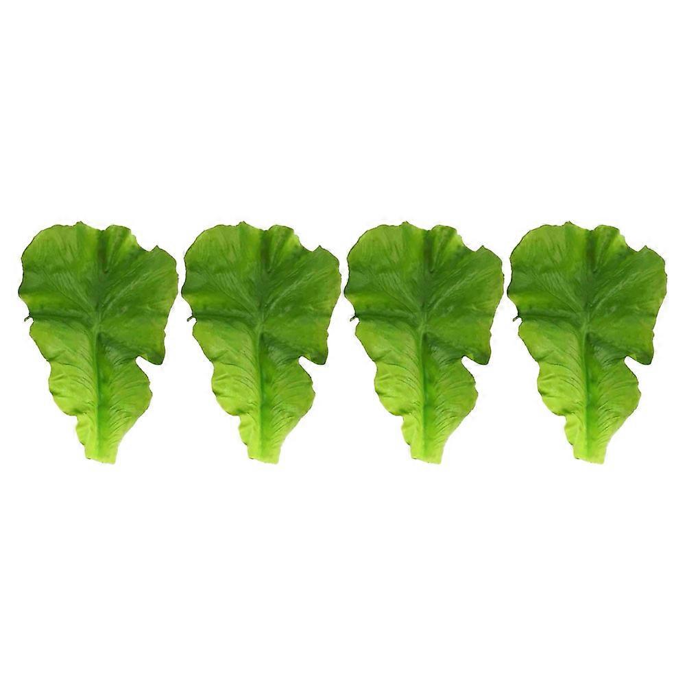 Faux Vegetable Lettuce Leaf Models Educational Tool for Kindergarten Pu Green with 4Pcs