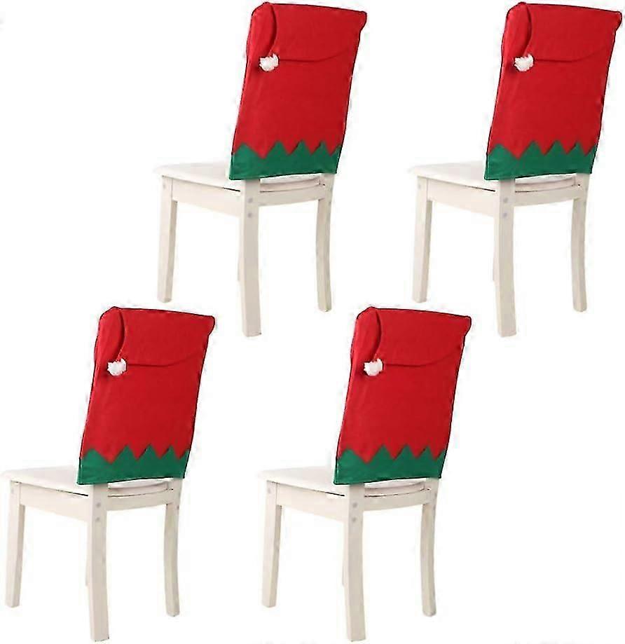 4 Pcs Christmas Elf Dining Chair Cover Santa Hat Christmas Decoration Covers Christmas Chair Covers Home Party Table Chairs Decorations Red GreenWit
