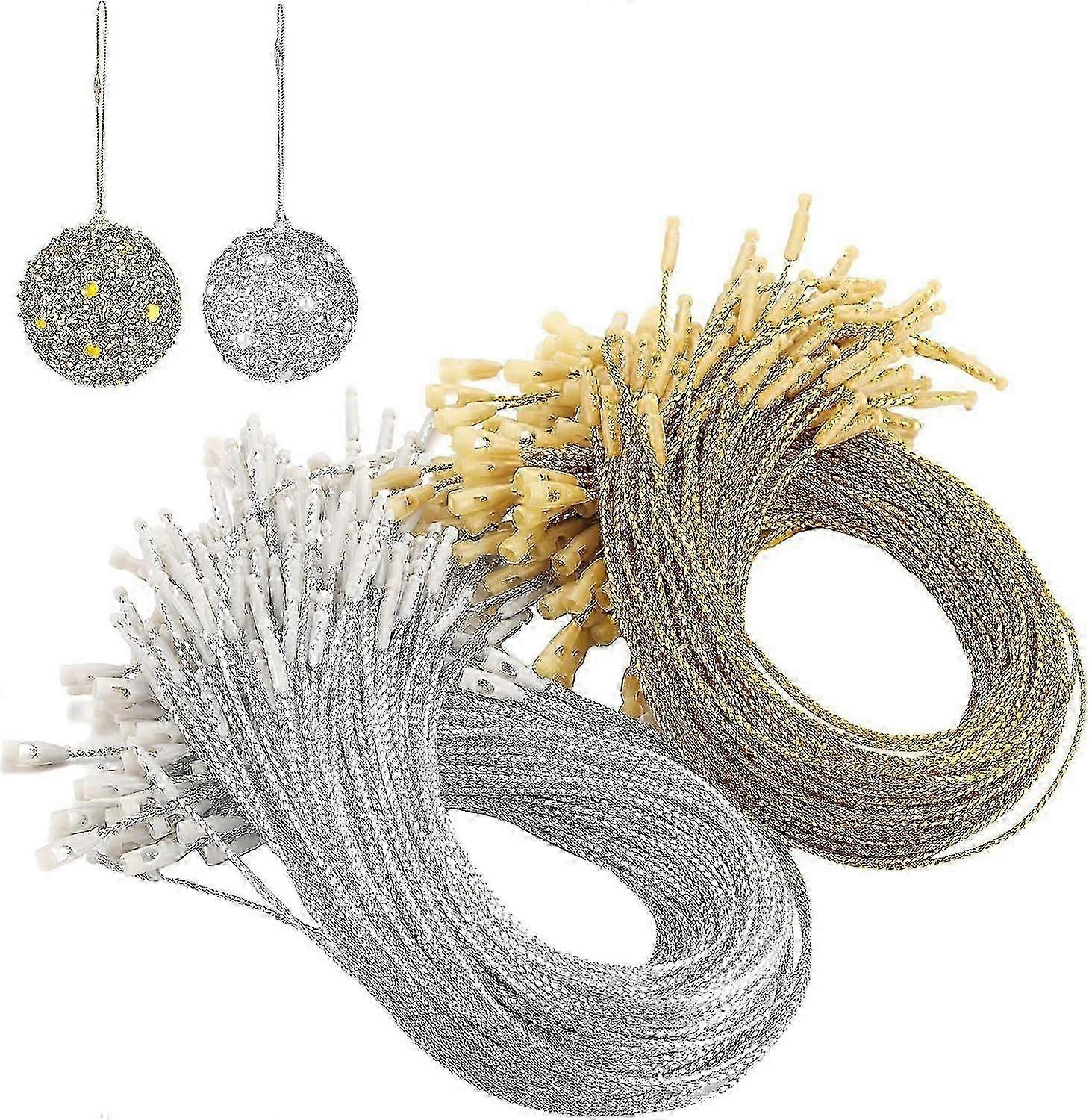 Ornament Hangers Snap Locking Ropes, for Christmas Halloween Holiday Decorations (Gold, Silver, 400 Pieces)