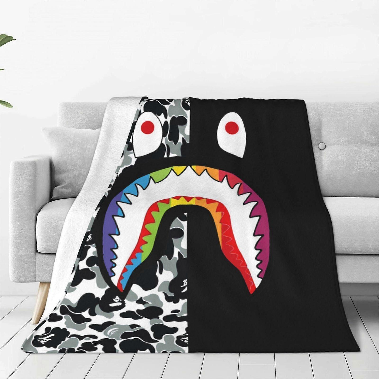 v239 Camouflage Bape Shark Flannel Blanket 3d Printing Anime Throw Blanket Unisex Super Soft Plush Blanket For Bedding Sofa 40X30"" hy239