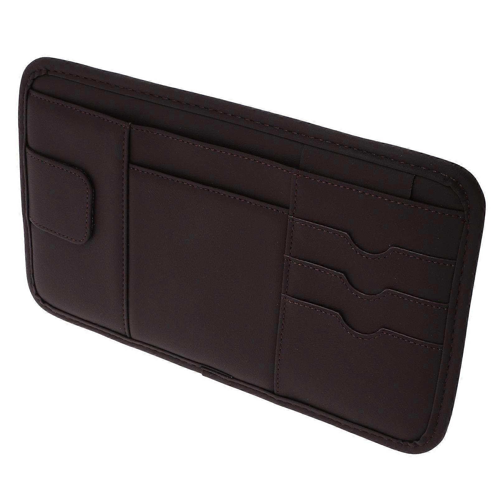 Car Organizer Rectangular Shape Brown Color Visor Organizer with Quick Access Function for Auto Interior Accessories 1Pcs